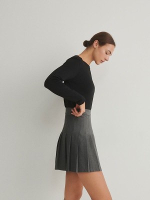 Dark Grey Women's Reserved Pleated Mini Skirts | 67153SJPT