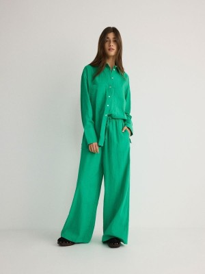 Green Women's Reserved Culotte Trousers | 98342OLBW