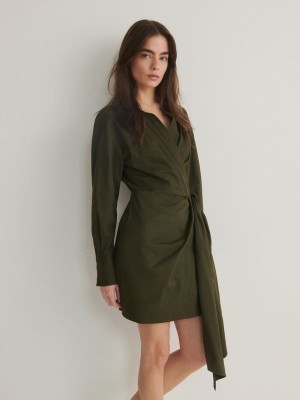 Green Women's Reserved Minitie Detail Dress | 46378WEHF