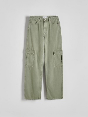 Green Women's Reserved Wide Leg Cargo Jeans | 89172LPRU