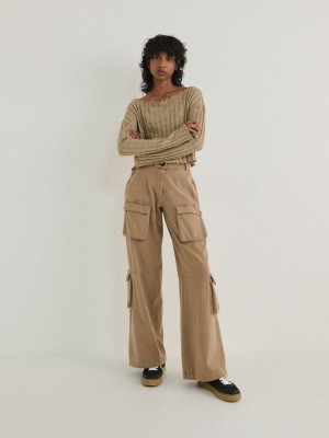 Grey Women's Reserved Cargo Trousers | 81602AJVK