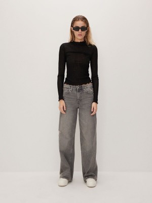 Grey Women's Reserved Wide Leg Jeans | 23190URAQ