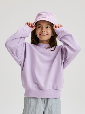 Lavender Girls' Reserved Plain Cotton Rich Sweatshirts | 15248QRSC