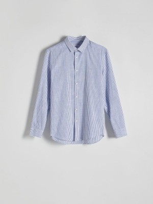 Light Blue Men's Reserved Regular Fit Striped Shirts | 13529XDJO