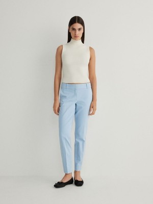 Light Blue Women's Reserved Cigarettepressed Crease Trousers | 20817NTJL