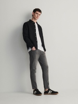 Light Grey Men's Reserved Carrot Slim Jeans | 13572MGHU