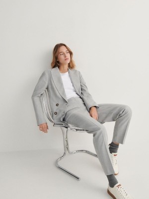 Light Grey Women's Reserved Pressed Crease Trousers | 56237YOLX