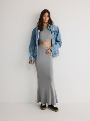 Light Grey Women's Reserved Viscose Jersey Skirts | 19435XYCF