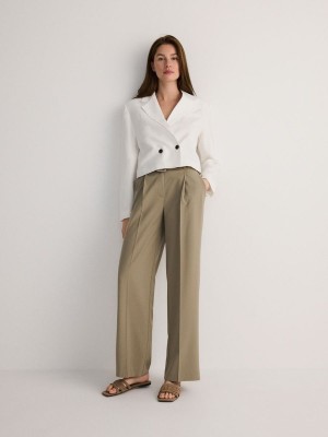 Light Olive Women's Reserved Tie Waist Trousers | 30956GOAH