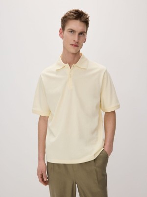 Light Yellow Men's Reserved Oversized Polo Shirts | 76590XEJI