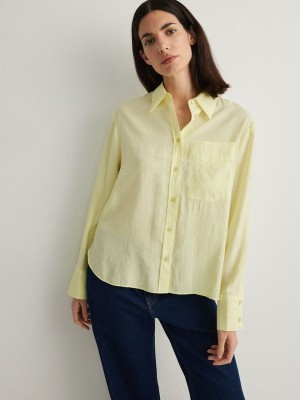 Light Yellow Women's Reserved Modal Blend Shirts | 06821TJBS