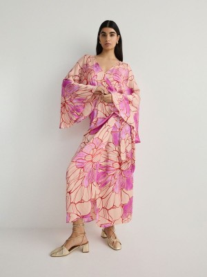 Multicolor Women's Reserved Viscose Kimono Dress | 19267DSHN