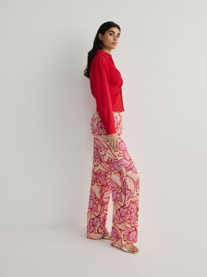 Multicolor Women's Reserved Wide Leg Viscose Trousers | 54063AMBS