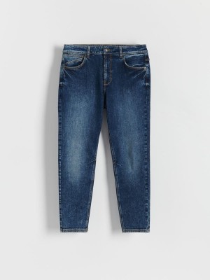 Navy Men's Reserved Carrot Slim Jeans | 51893LZUV