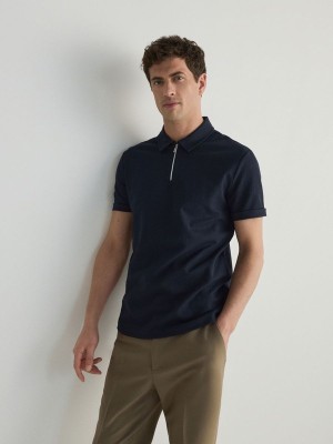 Navy Men's Reserved Regular Fit Polo Shirts | 95103IAXW