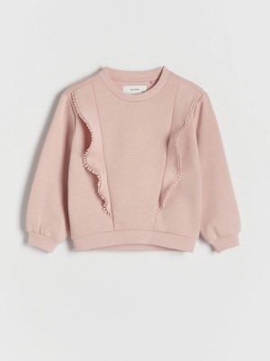 Pink Girls' Reserved Sweatdecorative Lace Sweatshirts | 72834JLKF