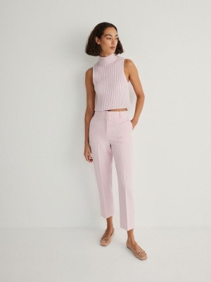 Pink Women's Reserved Cigaretteviscose Blend Trousers | 81965CRQI