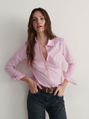 Pink Women's Reserved Cotton Rich Shirts | 67340PXOF