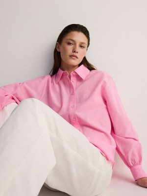 Pink Women's Reserved Cotton Shirts | 24013GHLS