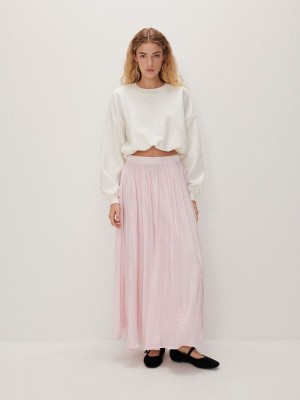 Pink Women's Reserved Cotton Skirts | 65014SQMN