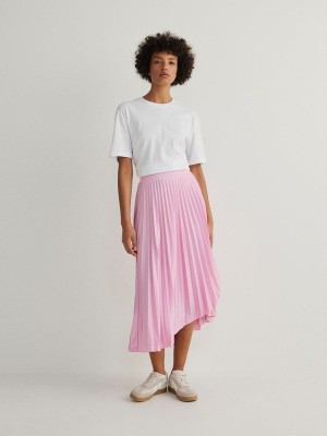 Pink Women's Reserved Pleated Midi Skirts | 97056CHRF