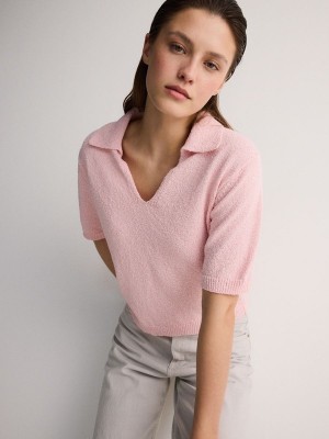 Pink Women's Reserved Polo Style Jersey Shirts | 42719UZNH