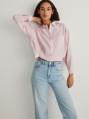 Pink Women's Reserved Viscose Shirts | 68529TADS