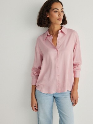 Pink Women's Reserved Viscose Shirts | 93478BUYN