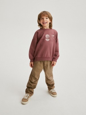 Purple Boys' Reserved Oversized Printed Sweaters | 75914YPQL