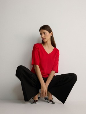 Red Women's Reserved Viscose Rich Top Shirts | 01256FVAR