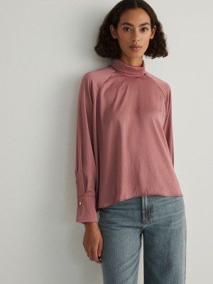 Rose Women's Reserved Satin Top Shirts | 20437BQLA