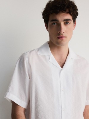 White Men's Reserved Boxy Shirts | 45013HXUA