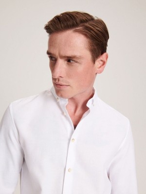 White Men's Reserved Regular Fit Cotton Shirts | 90816FCDO