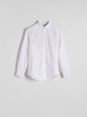 White Men's Reserved Regular Fit Plain Shirts | 23798UNLK