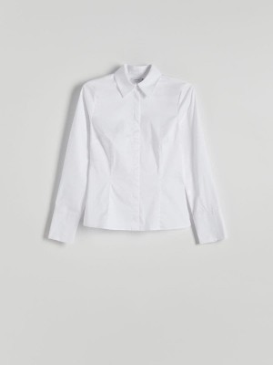 White Women's Reserved Cotton Rich Shirts | 38491MOHE