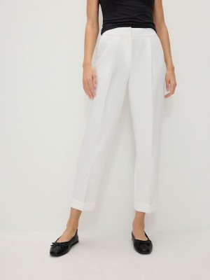 White Women's Reserved Cuffs Trousers | 36754YNZO