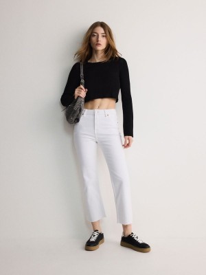 White Women's Reserved Kick Flare Jeans | 38572BEFZ