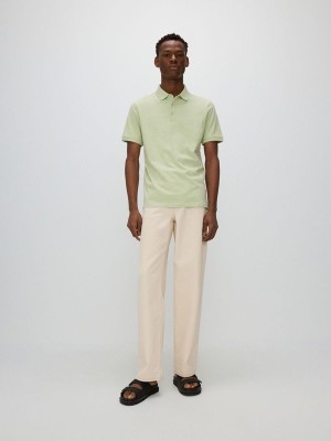 Yellow / Green Men's Reserved Regular Fit Polo Shirts | 06528RHLT