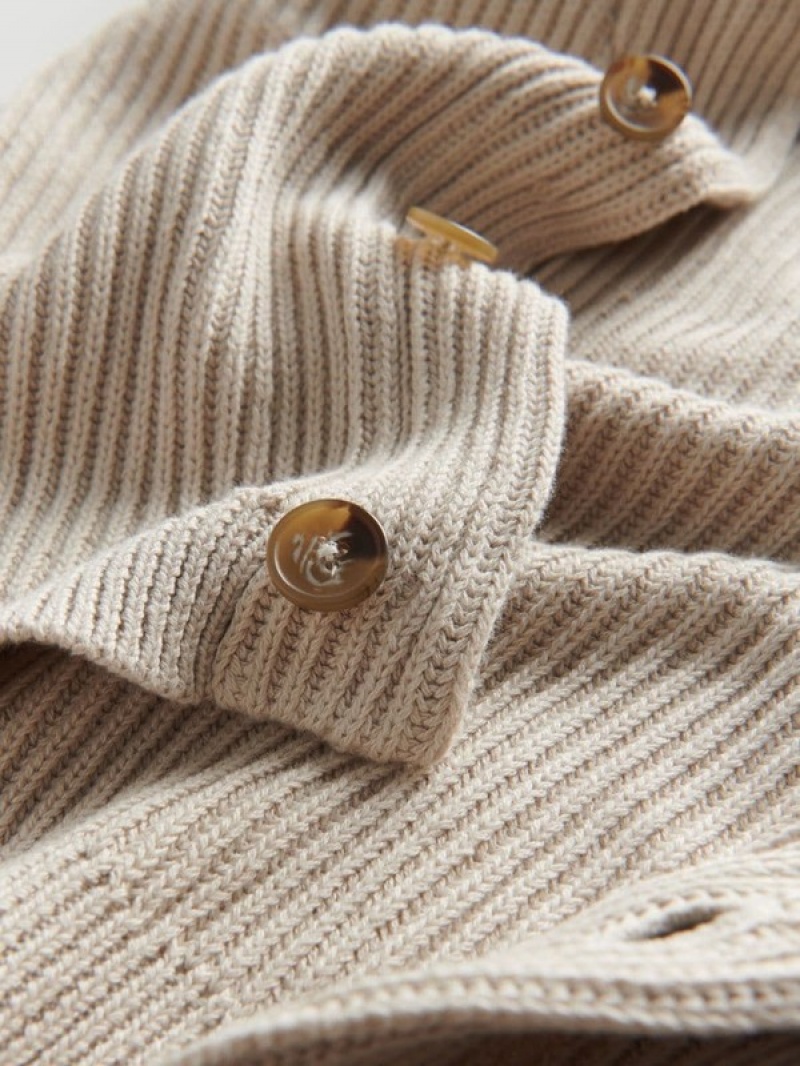 Beige Boys' Reserved Structural Cardigan Sweaters | 93842OBMQ