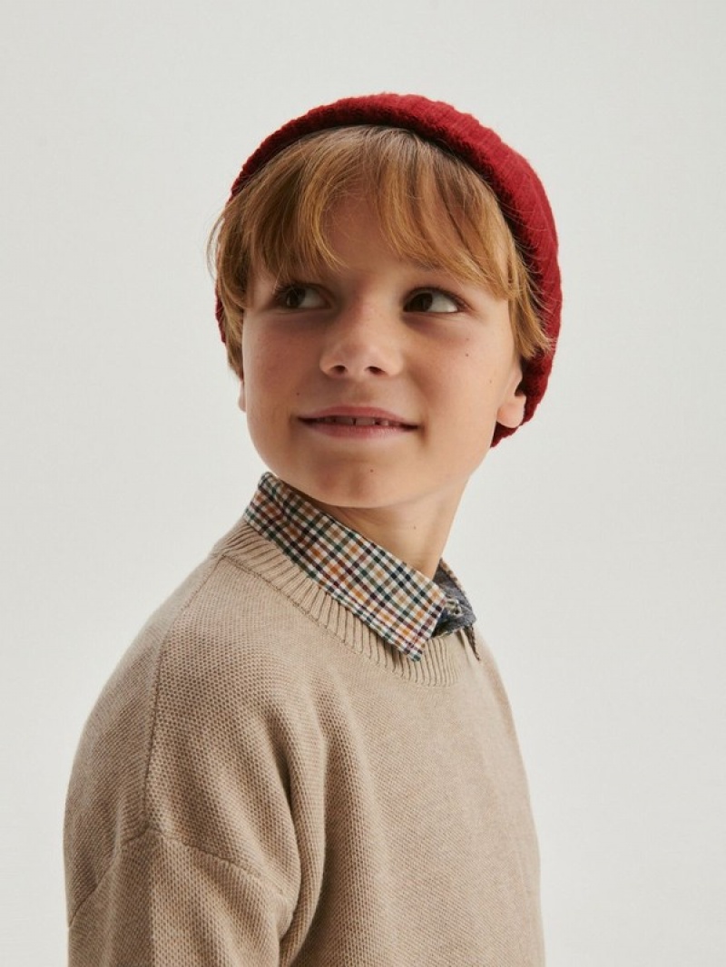 Beige Boys' Reserved Structural Cotton Sweaters | 70516RVJZ