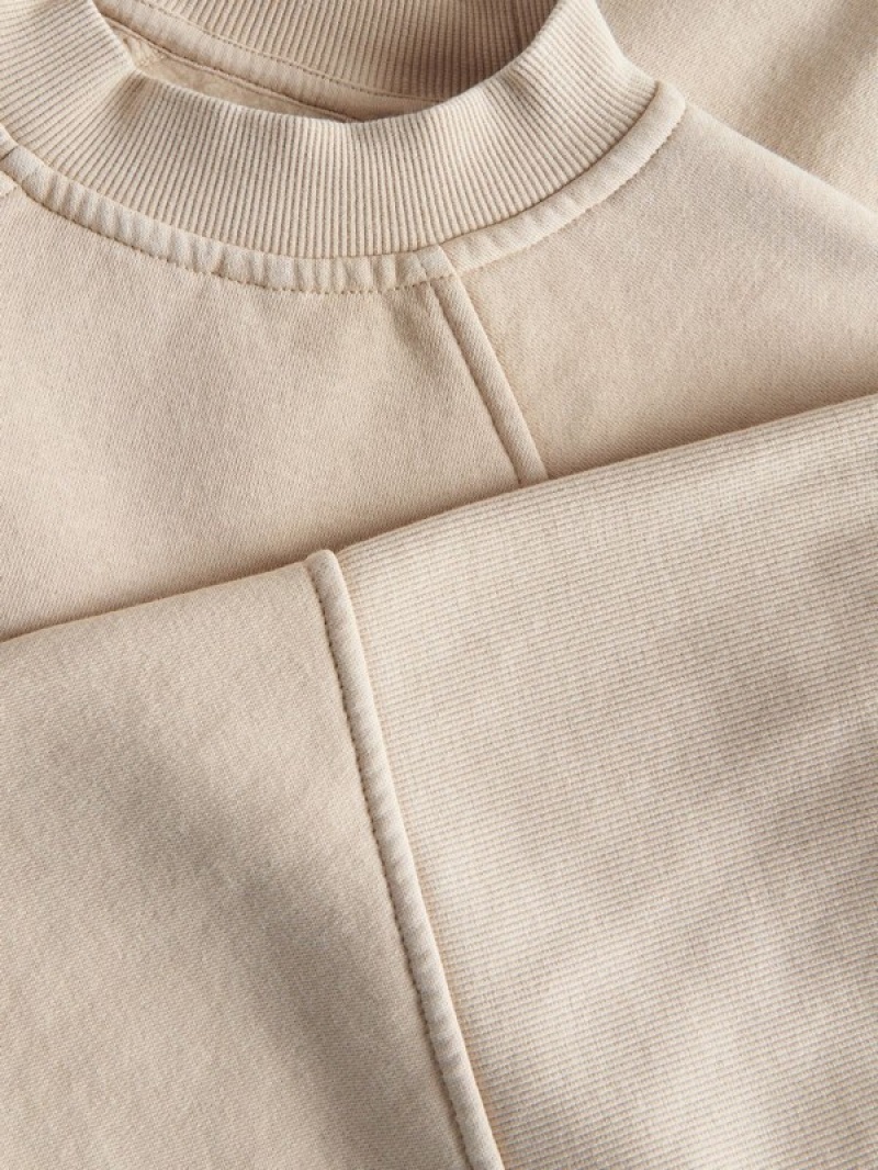 Beige Girls' Reserved Sweatstitching Sweatshirts | 80319MHNZ