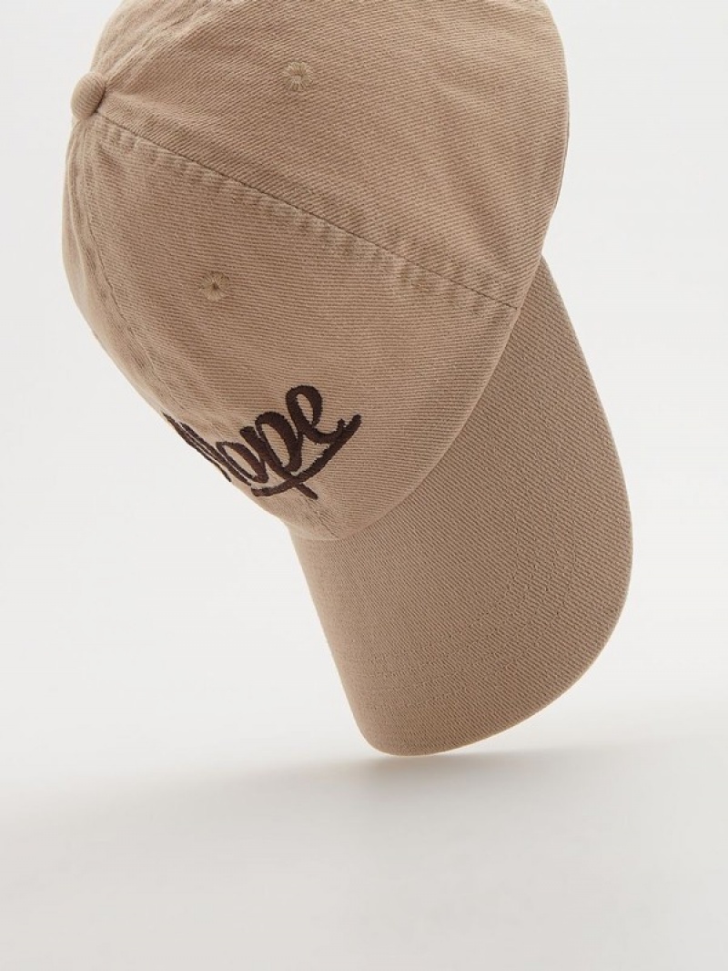 Beige Men's Reserved Baseballembroidery Caps | 97821NRMV