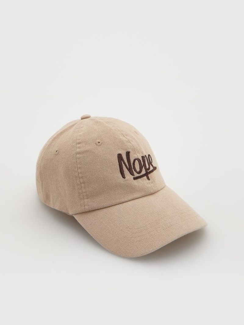 Beige Men\'s Reserved Baseballembroidery Caps | 97821NRMV