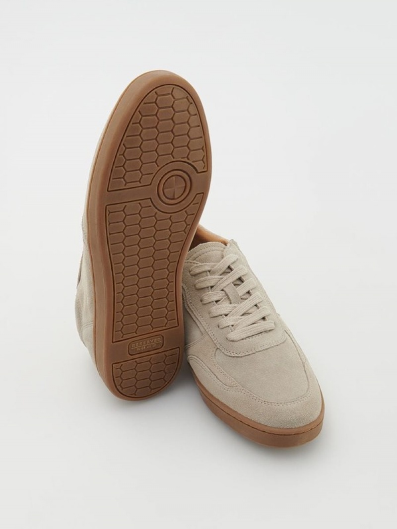 Beige Men's Reserved Leather Rich Shoes | 76308WKIQ