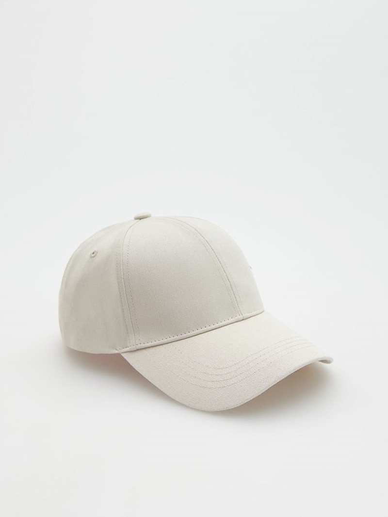 Beige Men\'s Reserved Peaked Caps | 42987BESM