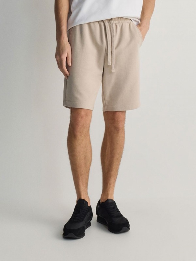 Beige Men's Reserved Short Track Bottoms Shorts | 36942VIFB