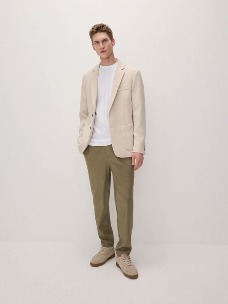 Beige Men's Reserved Slim Fit Suits | 70398EVAG