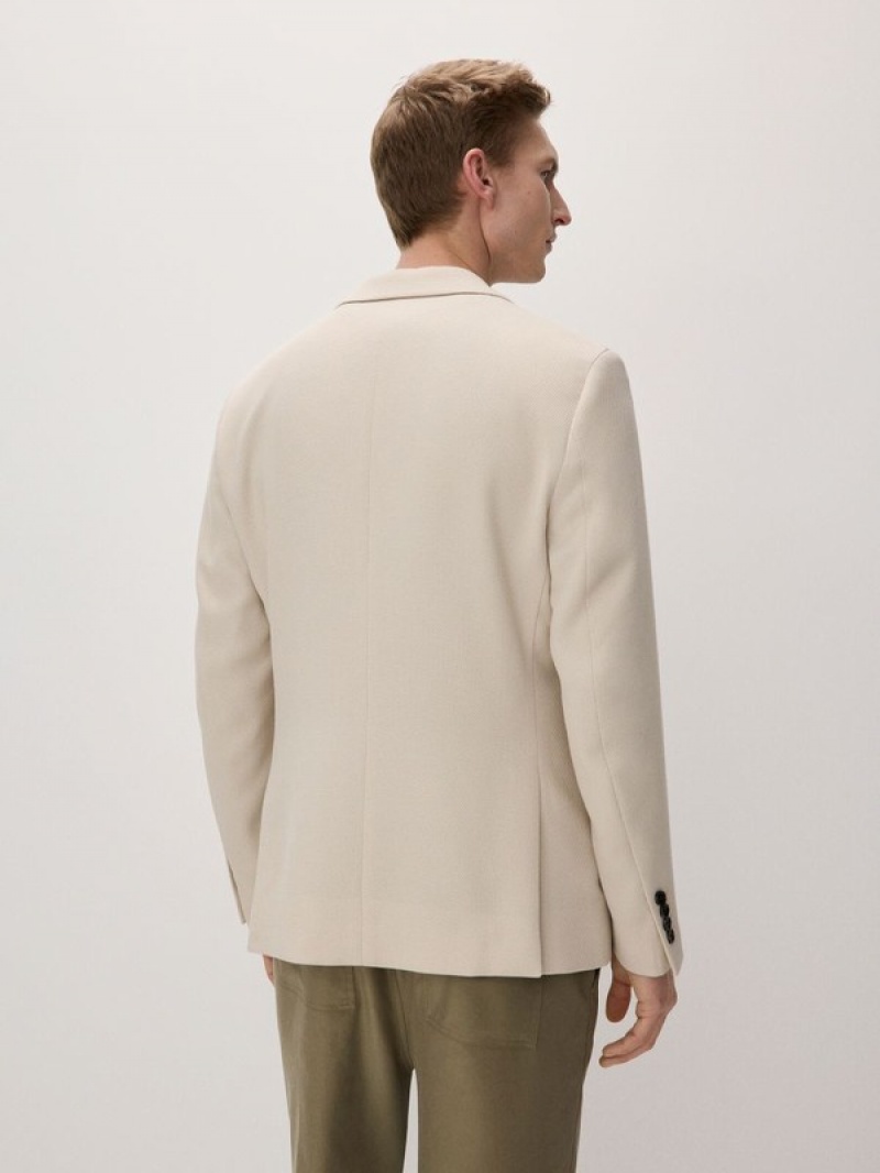 Beige Men's Reserved Slim Fit Suits | 70398EVAG