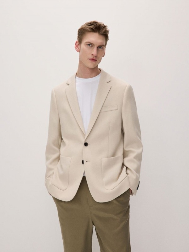 Beige Men's Reserved Slim Fit Suits | 70398EVAG