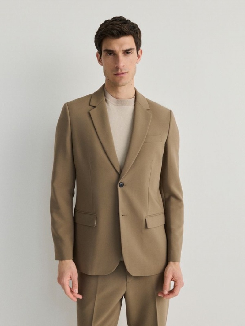 Beige Men's Reserved Slim Fit Suits | 74156GZHE